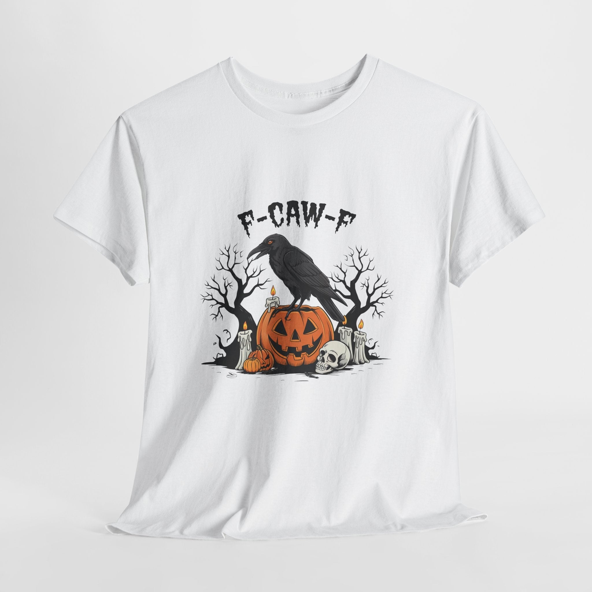 Crow on Skull with Bare Branches and Tex Graphic T-Shirt Printify