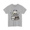 Gothic Skull and Books Halloween T- Shirt Printify