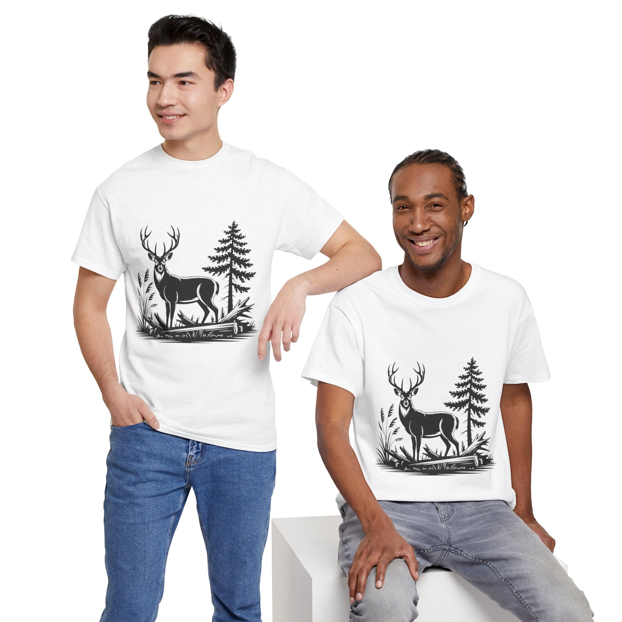 Rustic Deer Graphic T- Shirt Printify