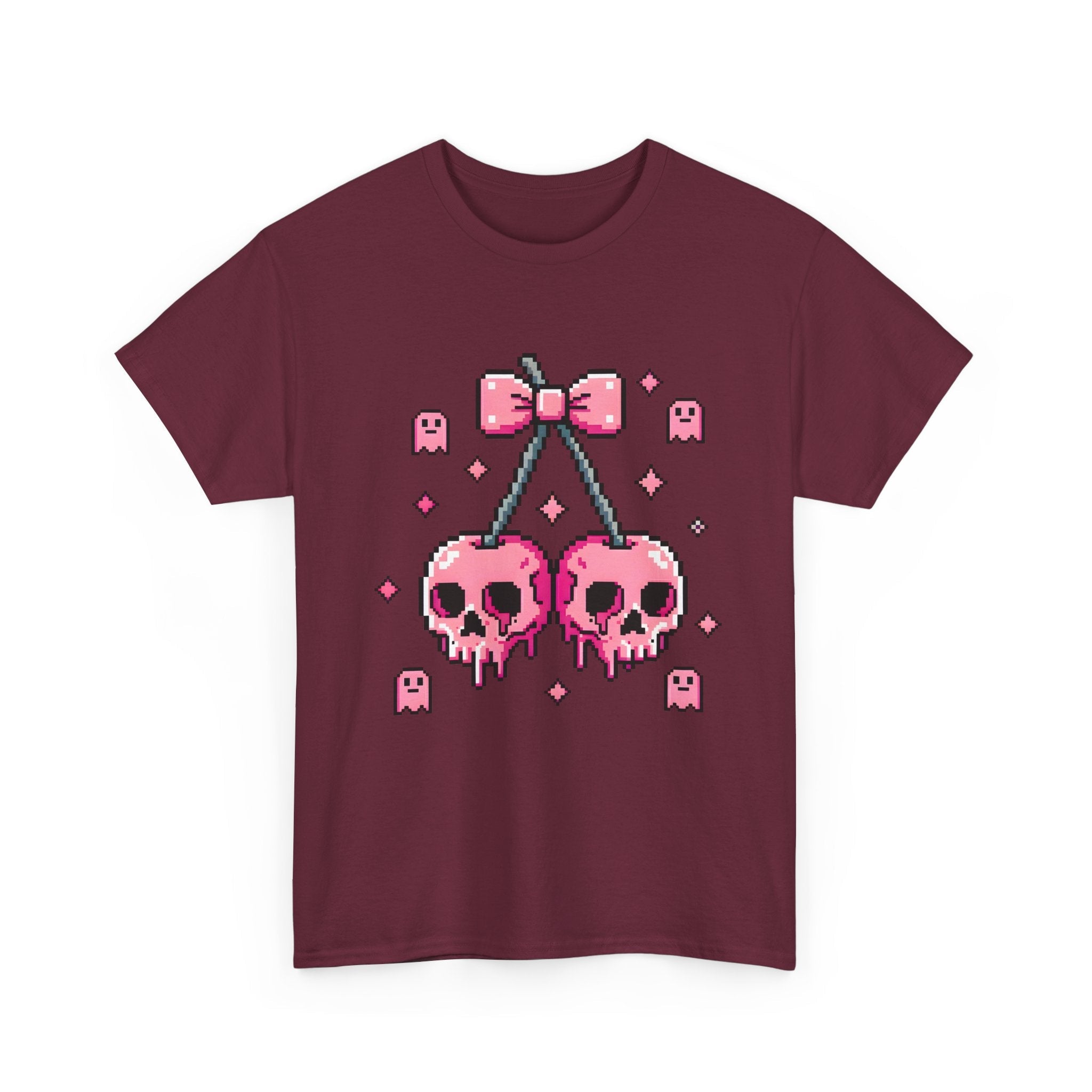 Pixel Skull Cherries Skeleton T- Shirt Printify
