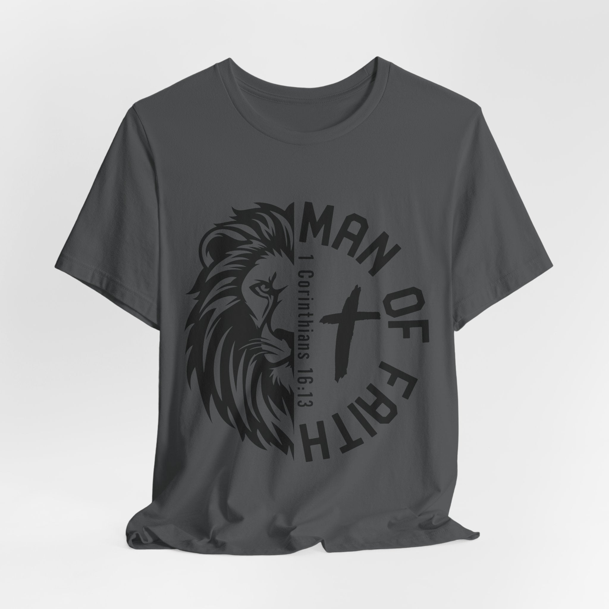 Man of Faith Lion Graphic T-Shirt Printify