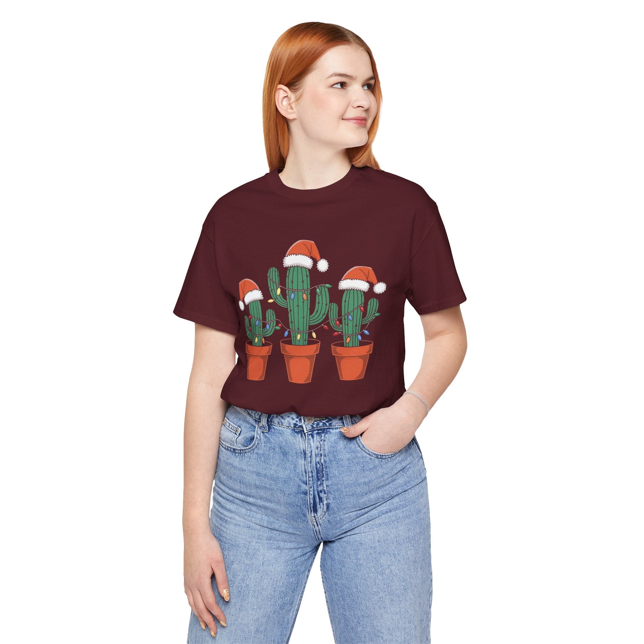 Christmas Cactus Succulent T-Shirt Printify