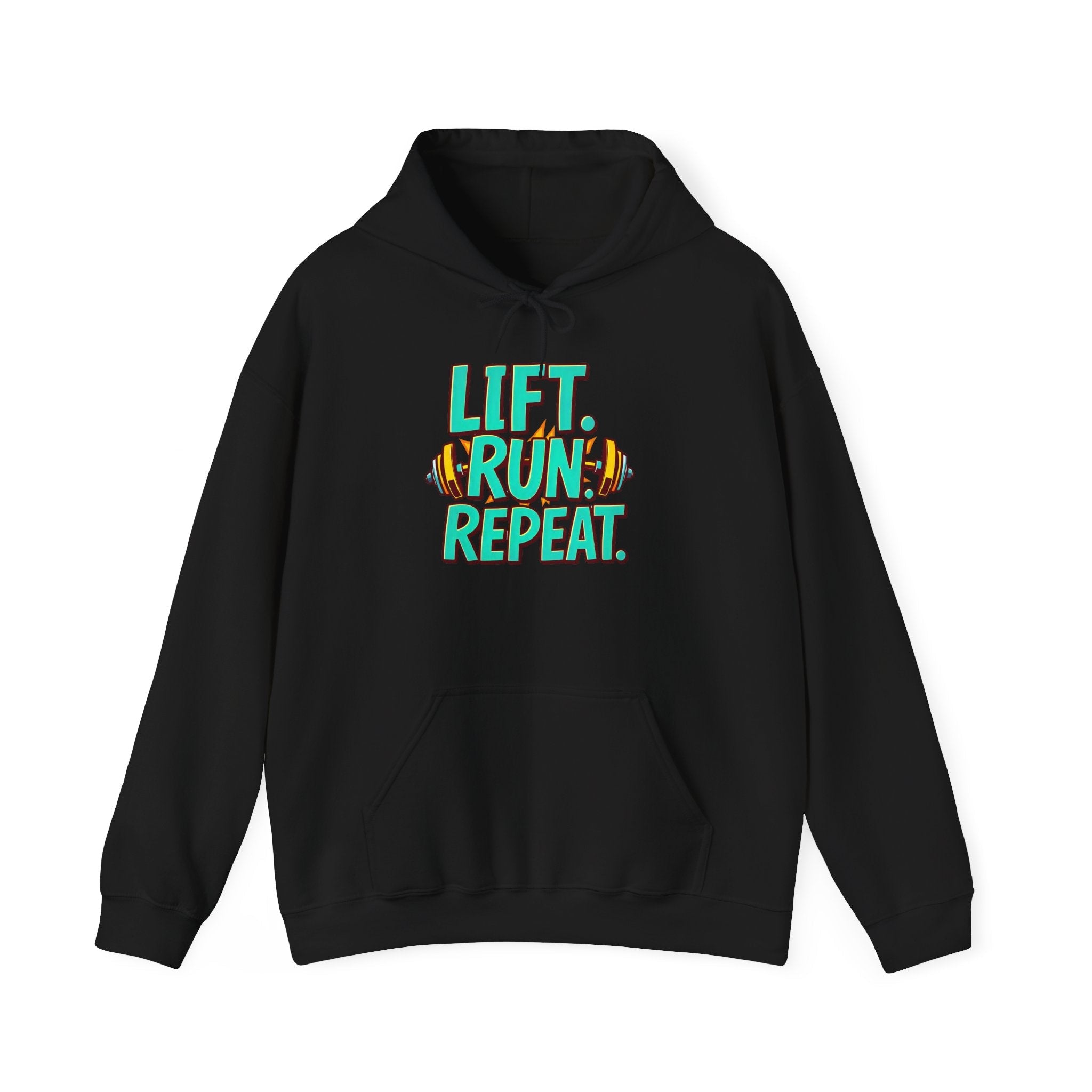 Workout Hoodie "Lift. Run. Repeat." Printify