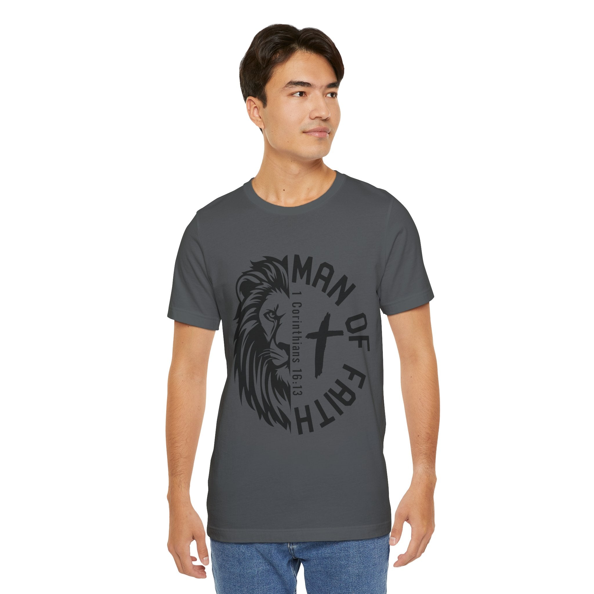 Man of Faith Lion Graphic T-Shirt Printify