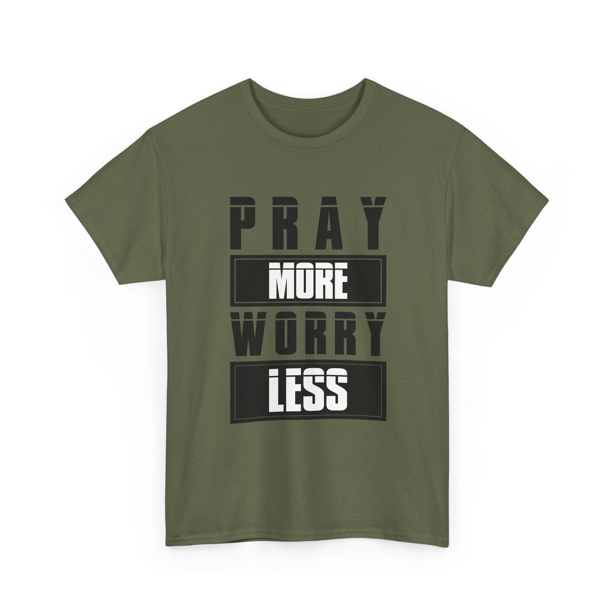 Pray More Worry Less Inspirational T-Shirt Printify
