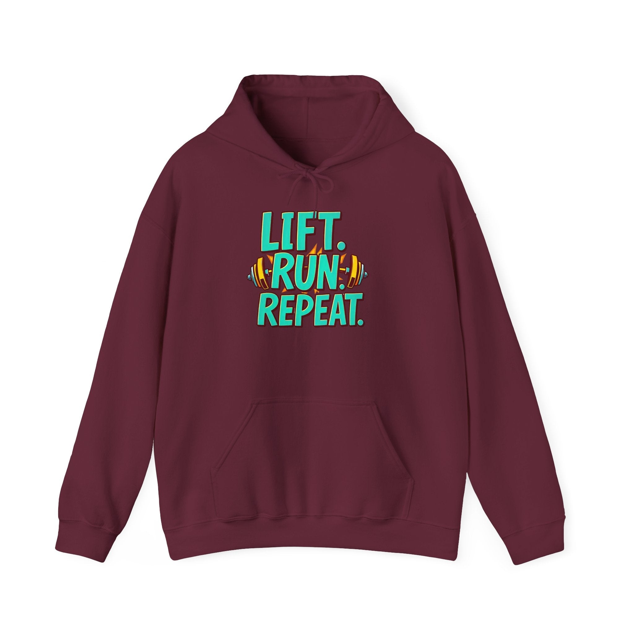 Workout Hoodie "Lift. Run. Repeat." Printify