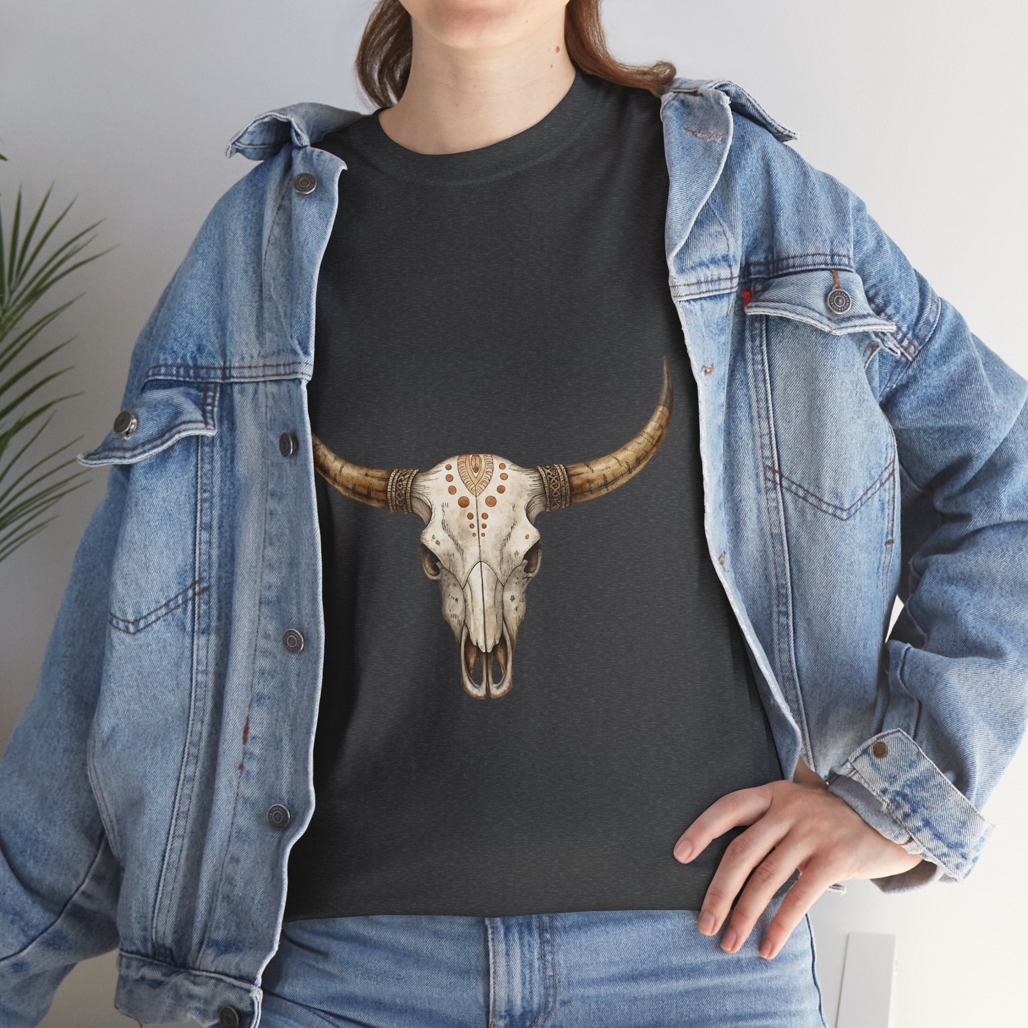 Bull Skull Western Graphic T-Shirt Printify