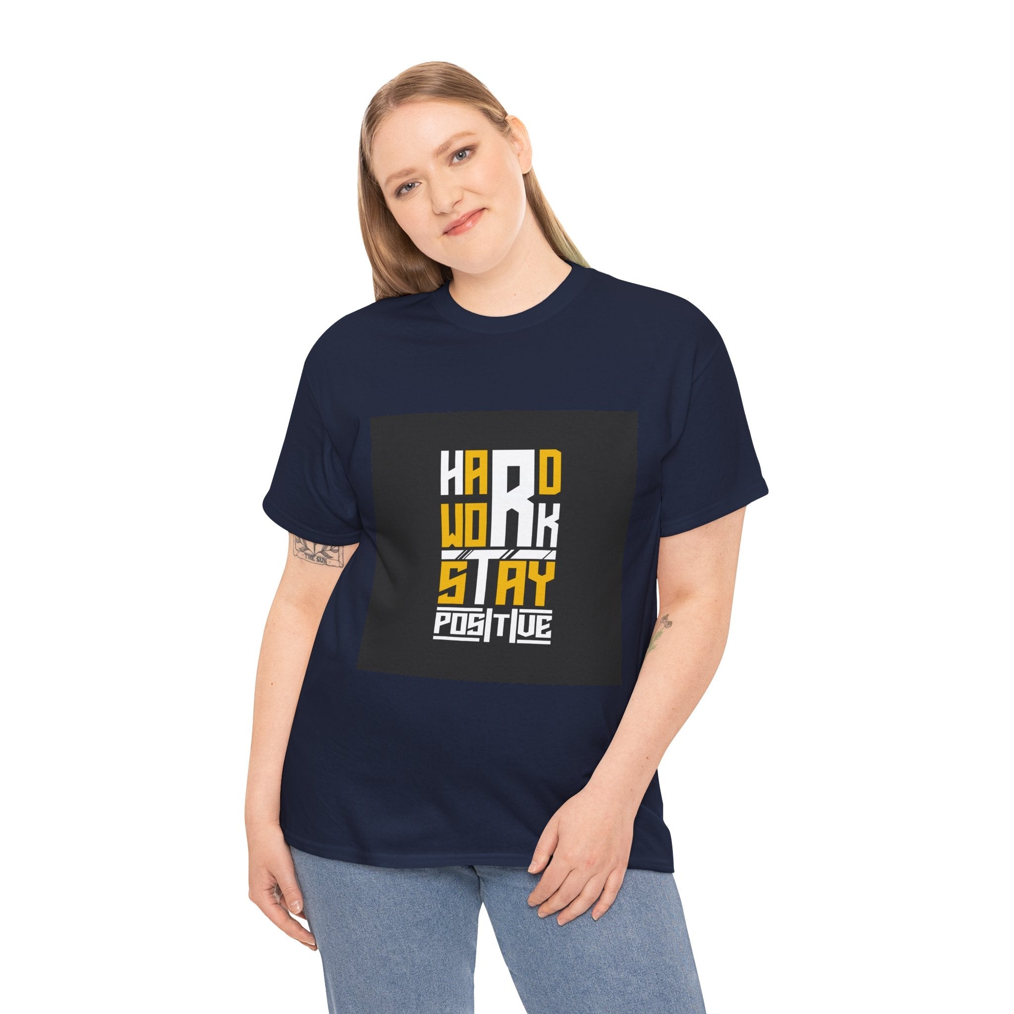Hard Work Stay Positive Motivational T- Shirt Printify