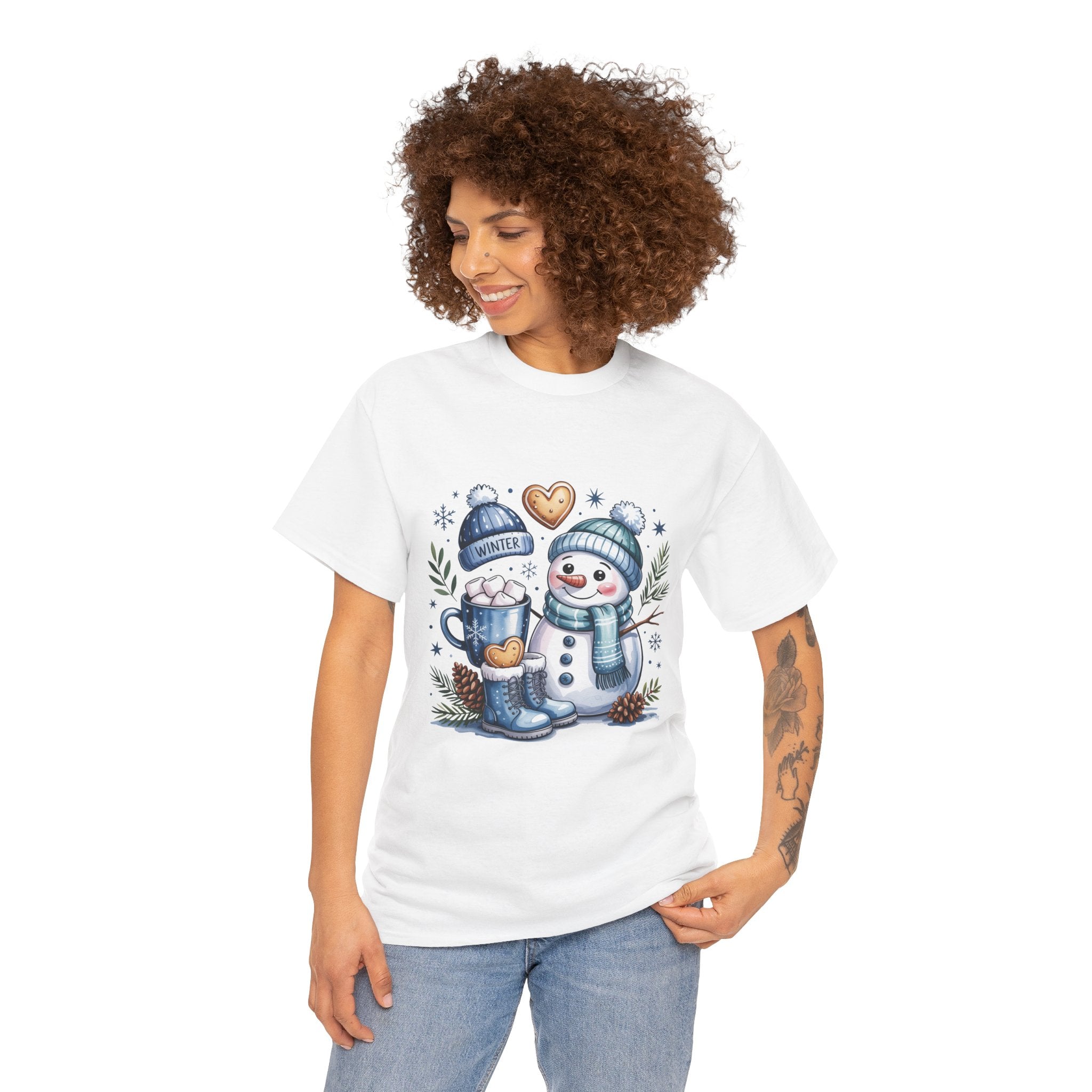 Winter Snowman Unisex Graphic T- Shirt Printify