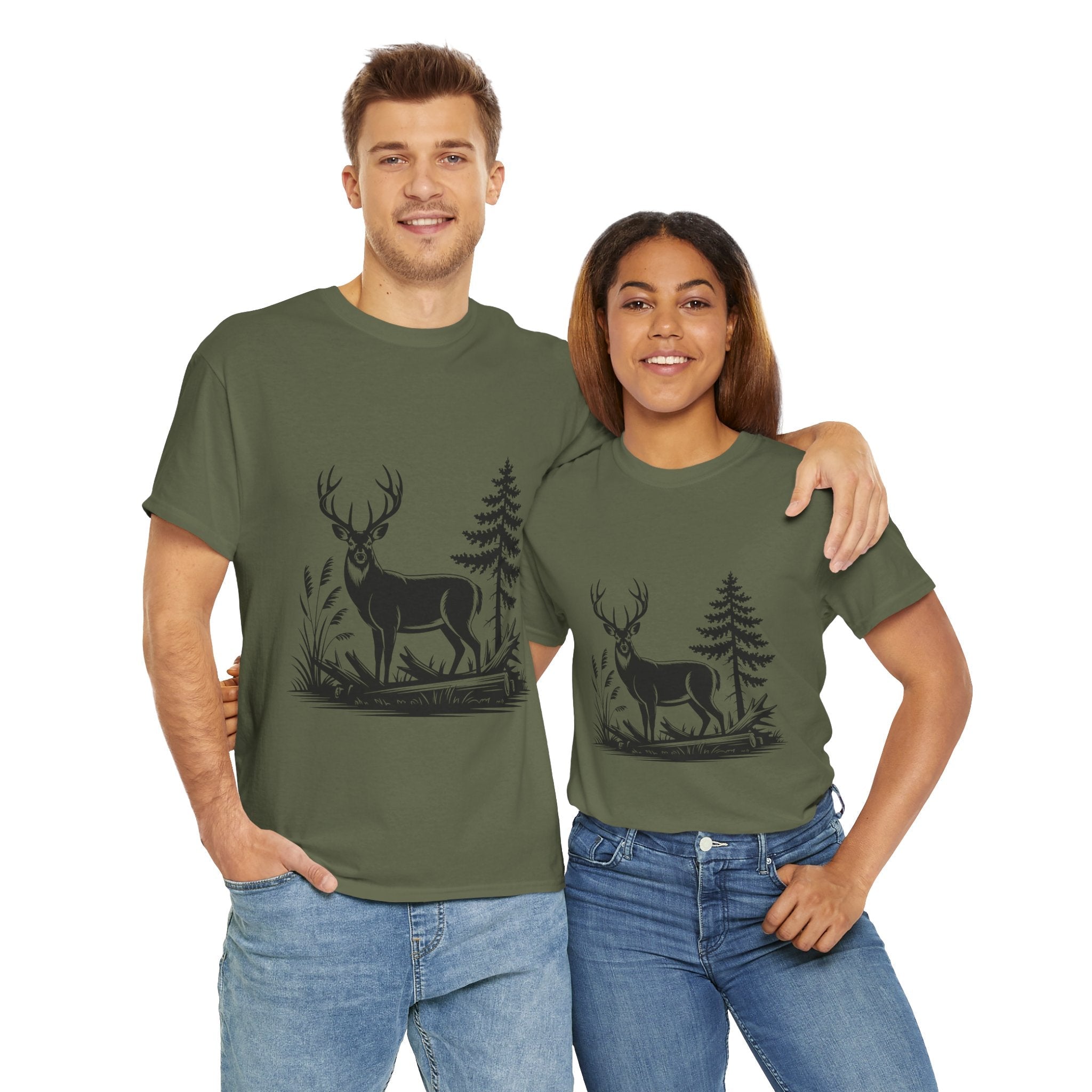 Rustic Deer Graphic T- Shirt Printify