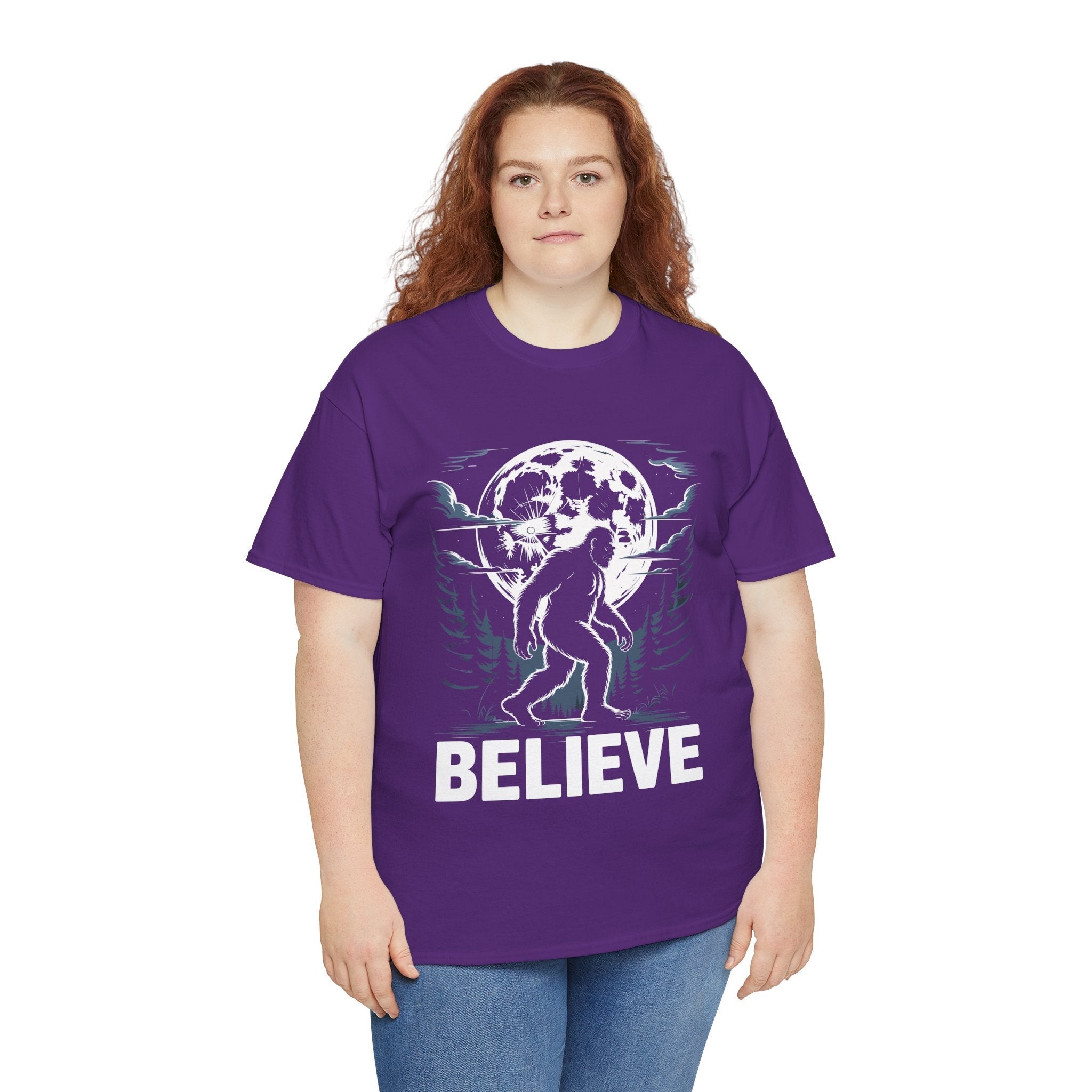 Moonlit Believer Bigfoot Lover T- Shirt Printify