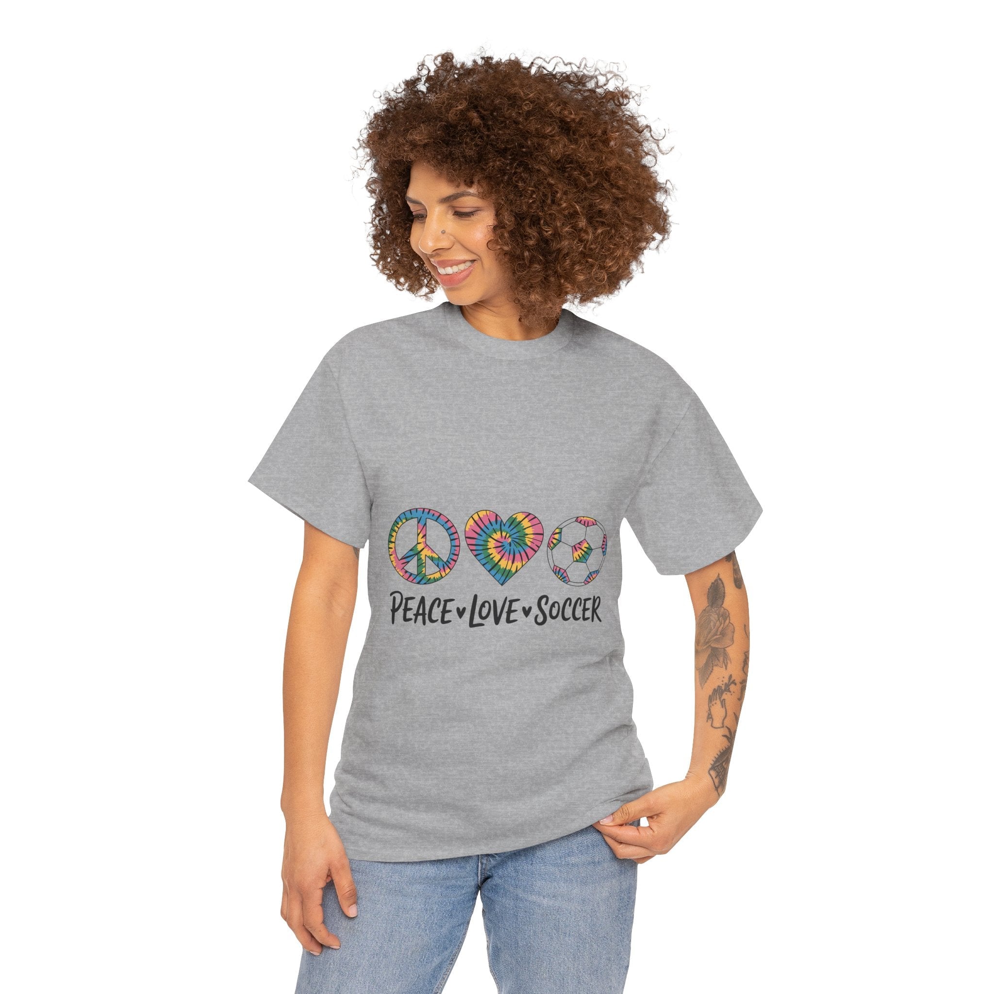 Peace Love Soccer Unisex T- Shirt Printify