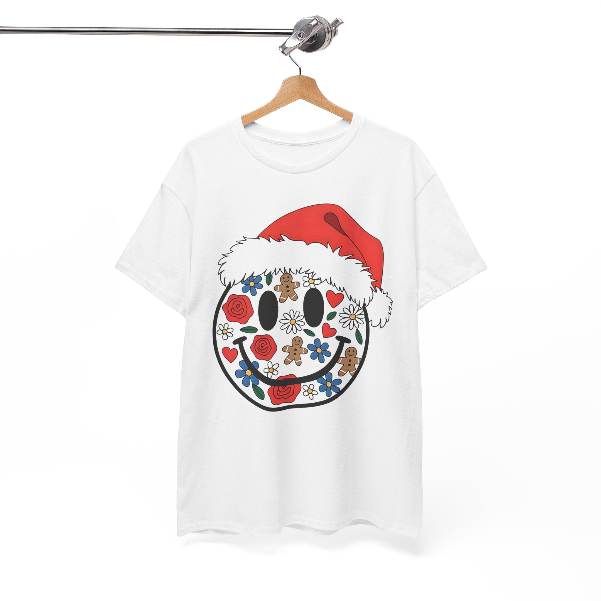 Retro Christmas Smiley Face T- Shirt Printify