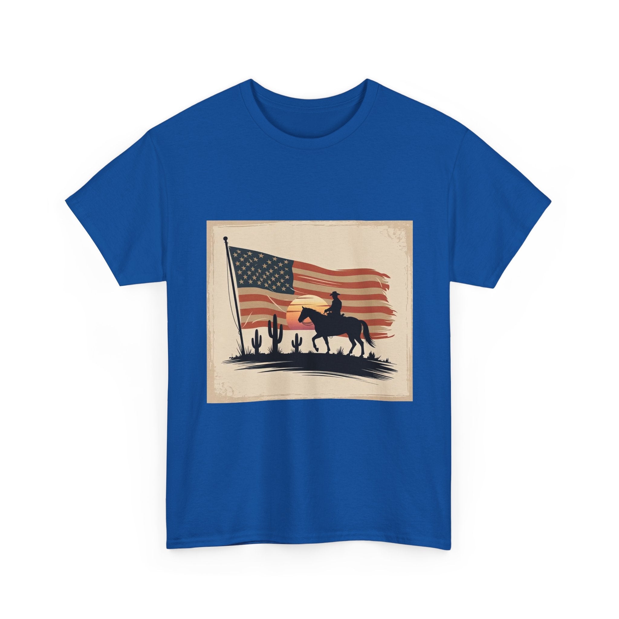 Vintage Cowboy American Flag T- Shirt Printify
