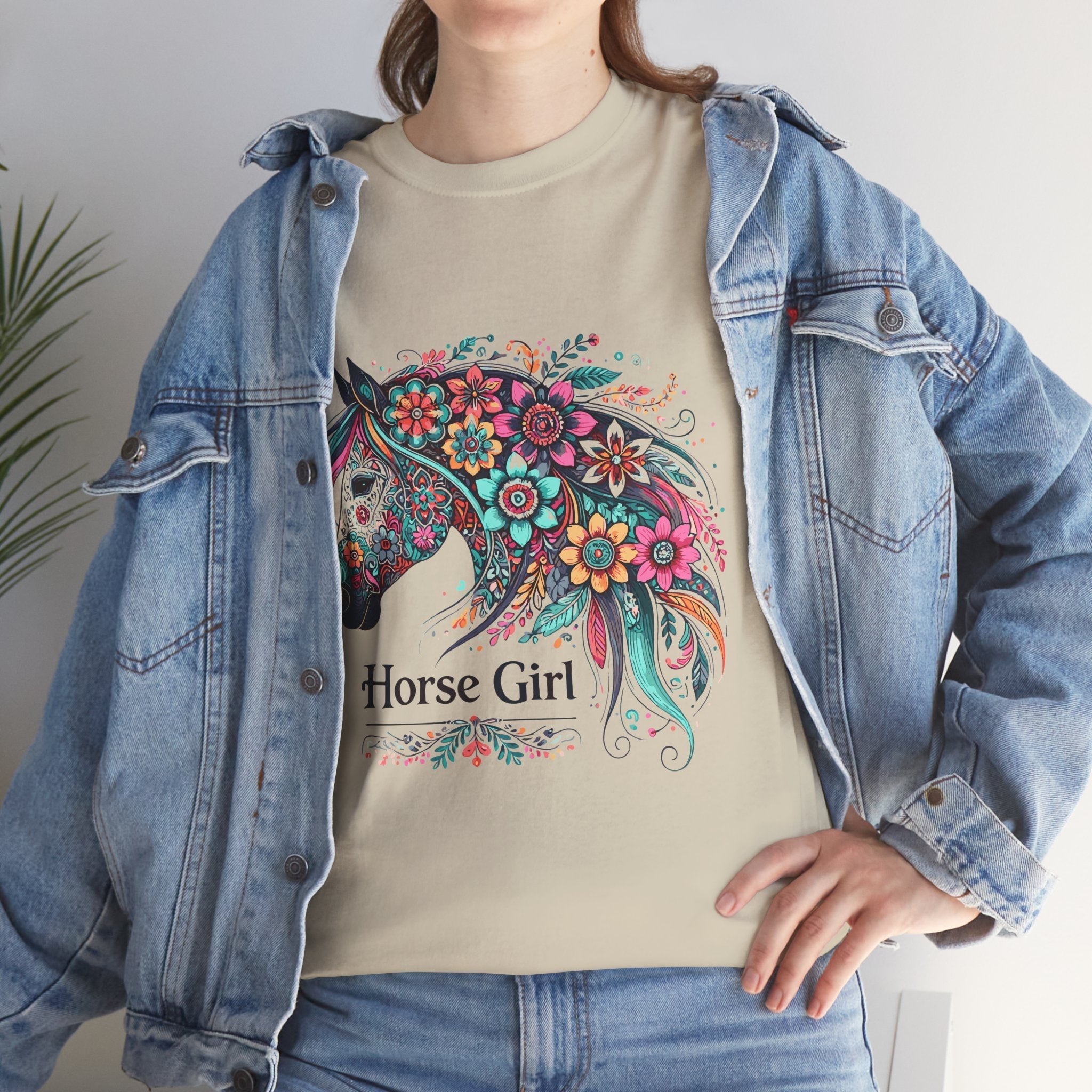 Floral Horse Lover Boho Style T-Shirt Printify