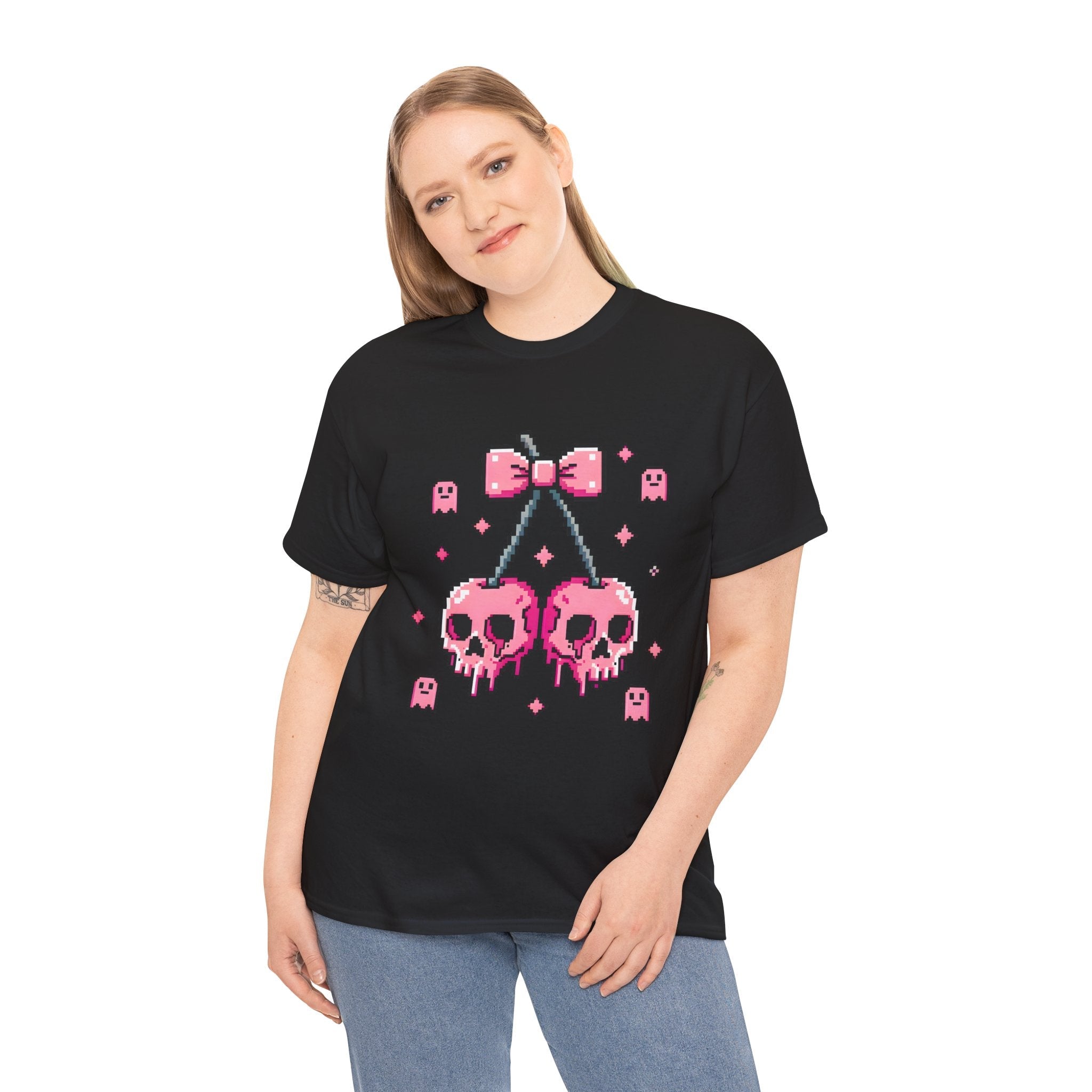 Pixel Skull Cherries Skeleton T- Shirt Printify