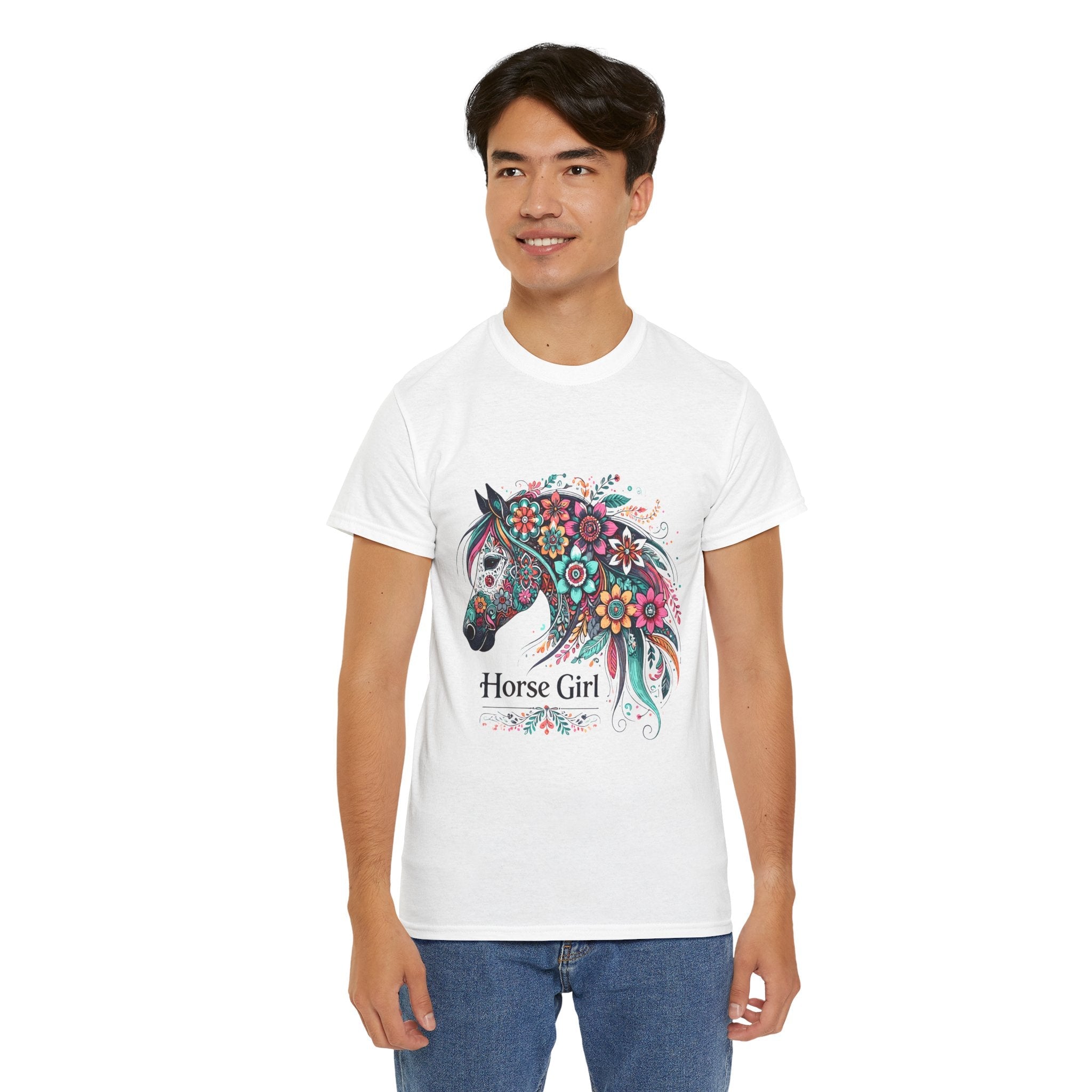Floral Horse Lover Boho Style T-Shirt Printify