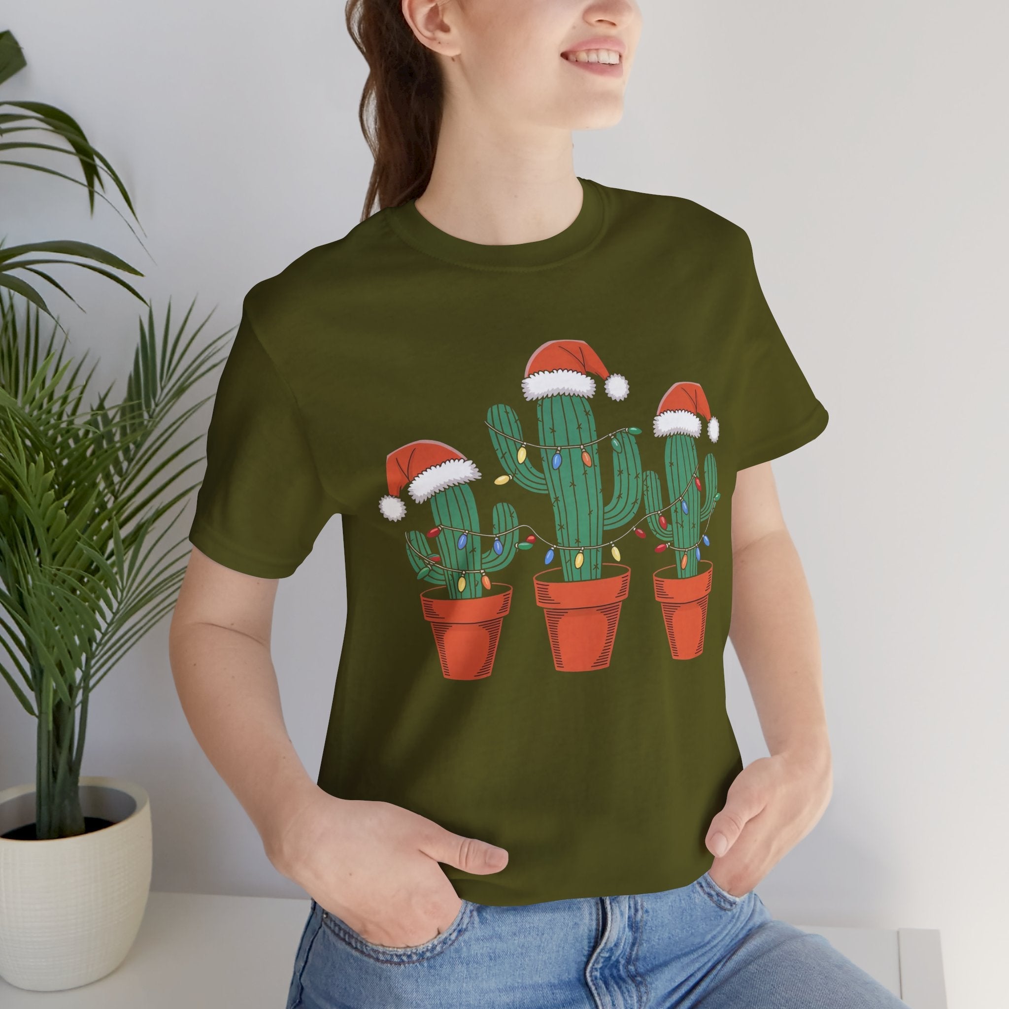 Christmas Cactus Succulent T-Shirt Printify