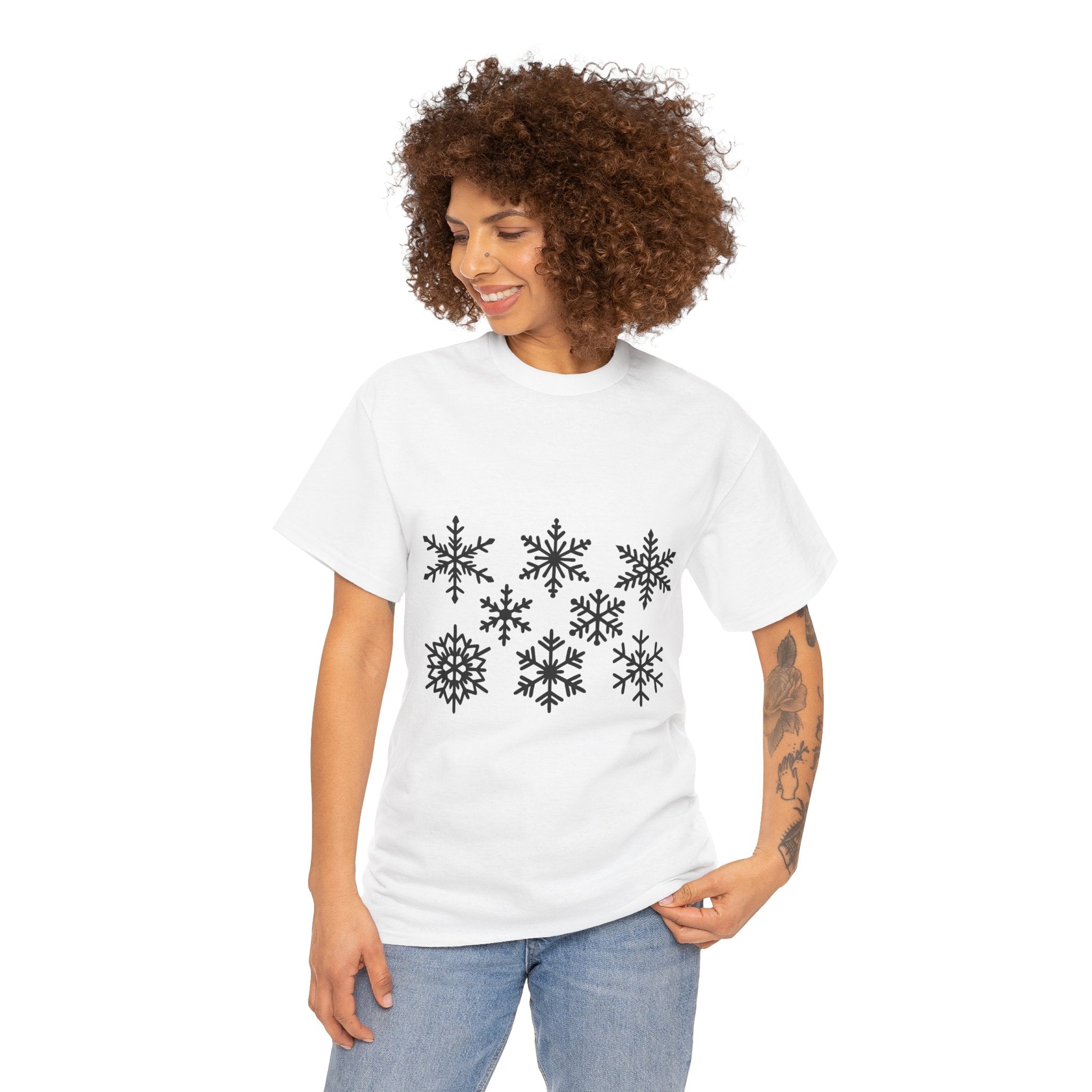 Snowflake Pattern Winter T- Shirt Printify
