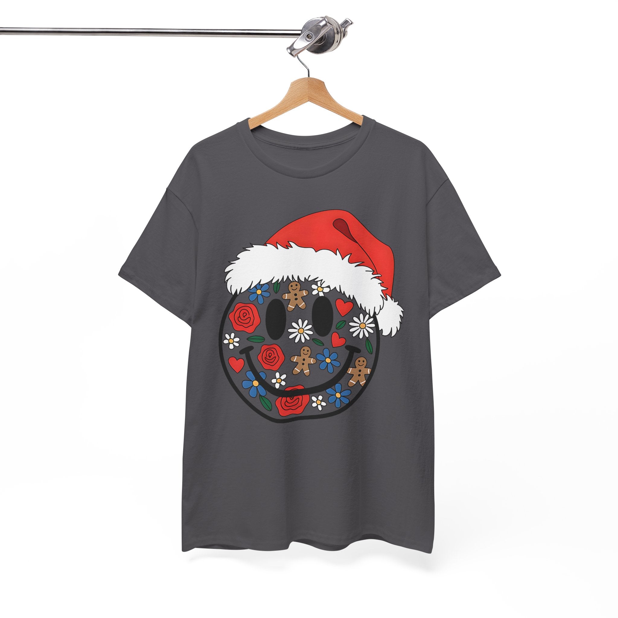 Retro Christmas Smiley Face T- Shirt Printify