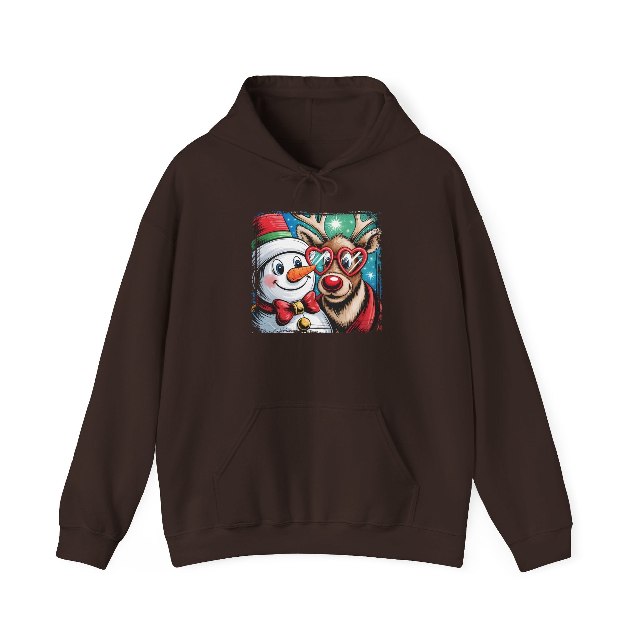 Christmas Snowman & Reindeer Hoodie Printify
