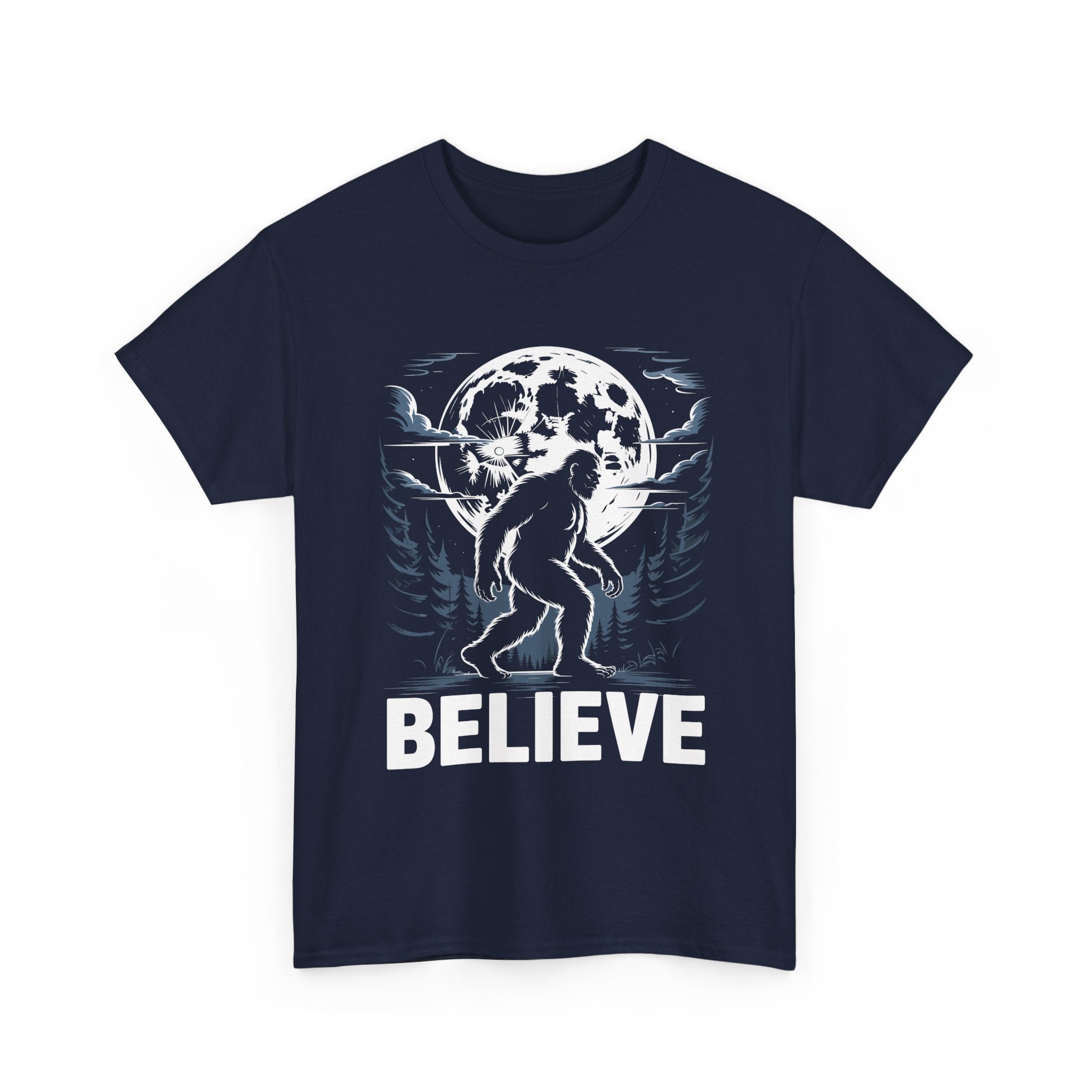 Moonlit Believer Bigfoot Lover T- Shirt Printify