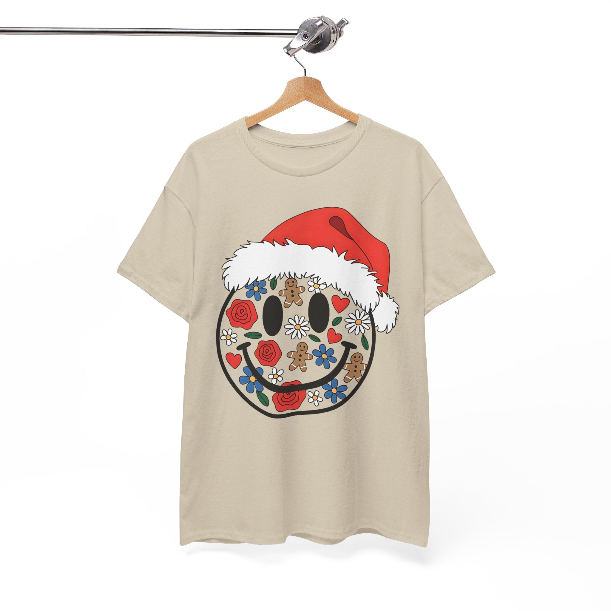 Retro Christmas Smiley Face T- Shirt Printify