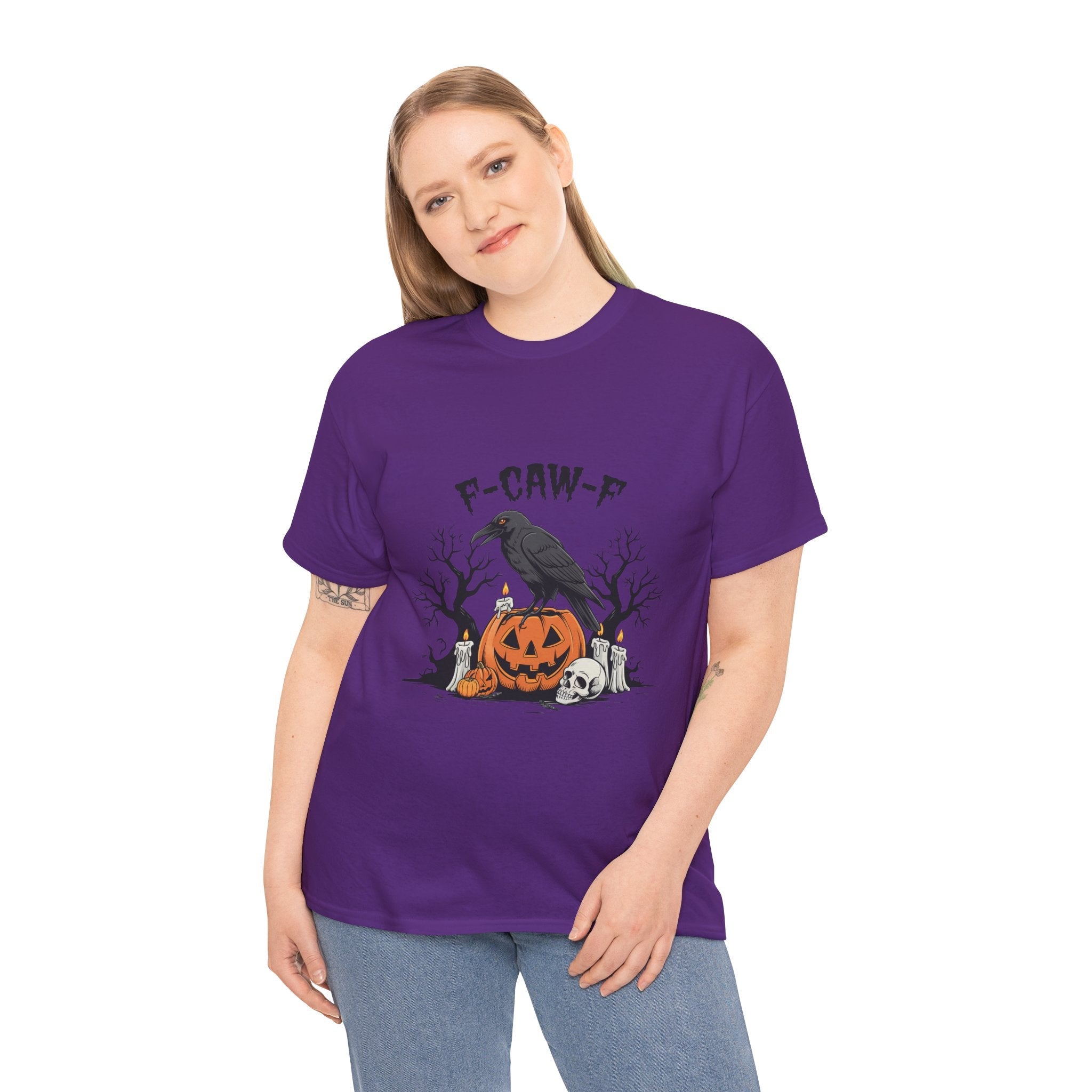 Crow on Skull with Bare Branches and Tex Graphic T-Shirt Printify