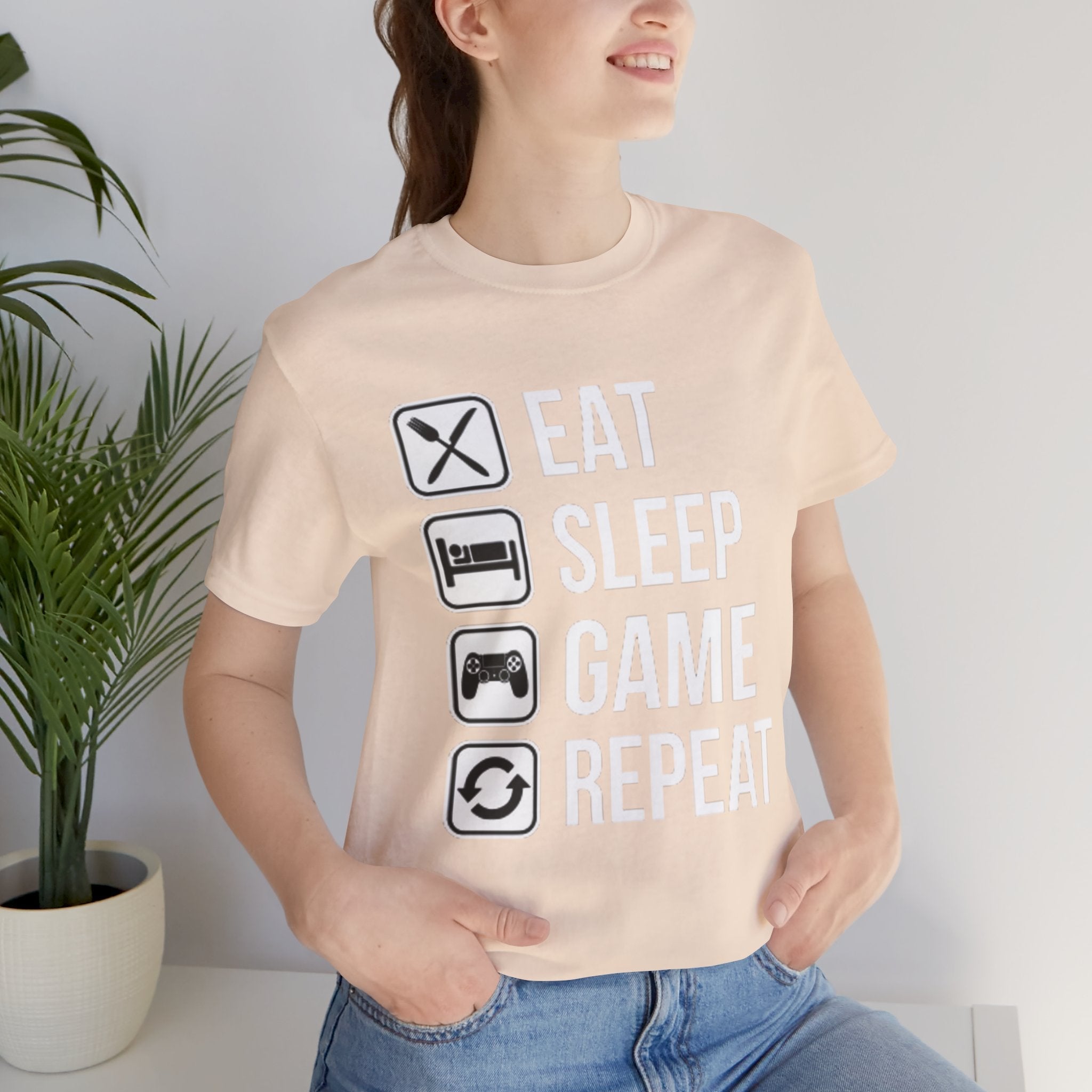 Eat, Sleep, Game, Repeat, Gaming Lifestyle T-Shirt Printify