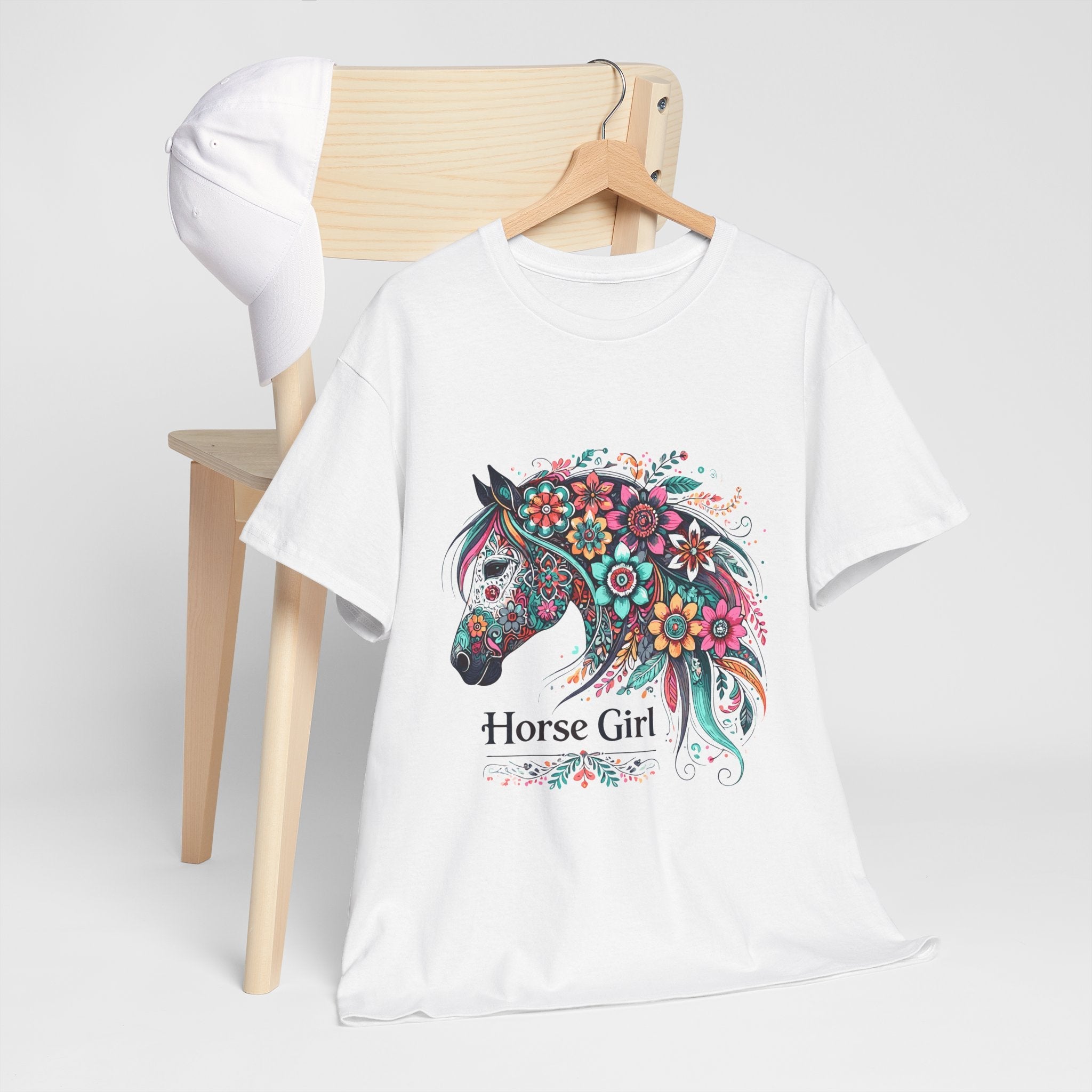 Floral Horse Lover Boho Style T-Shirt Printify