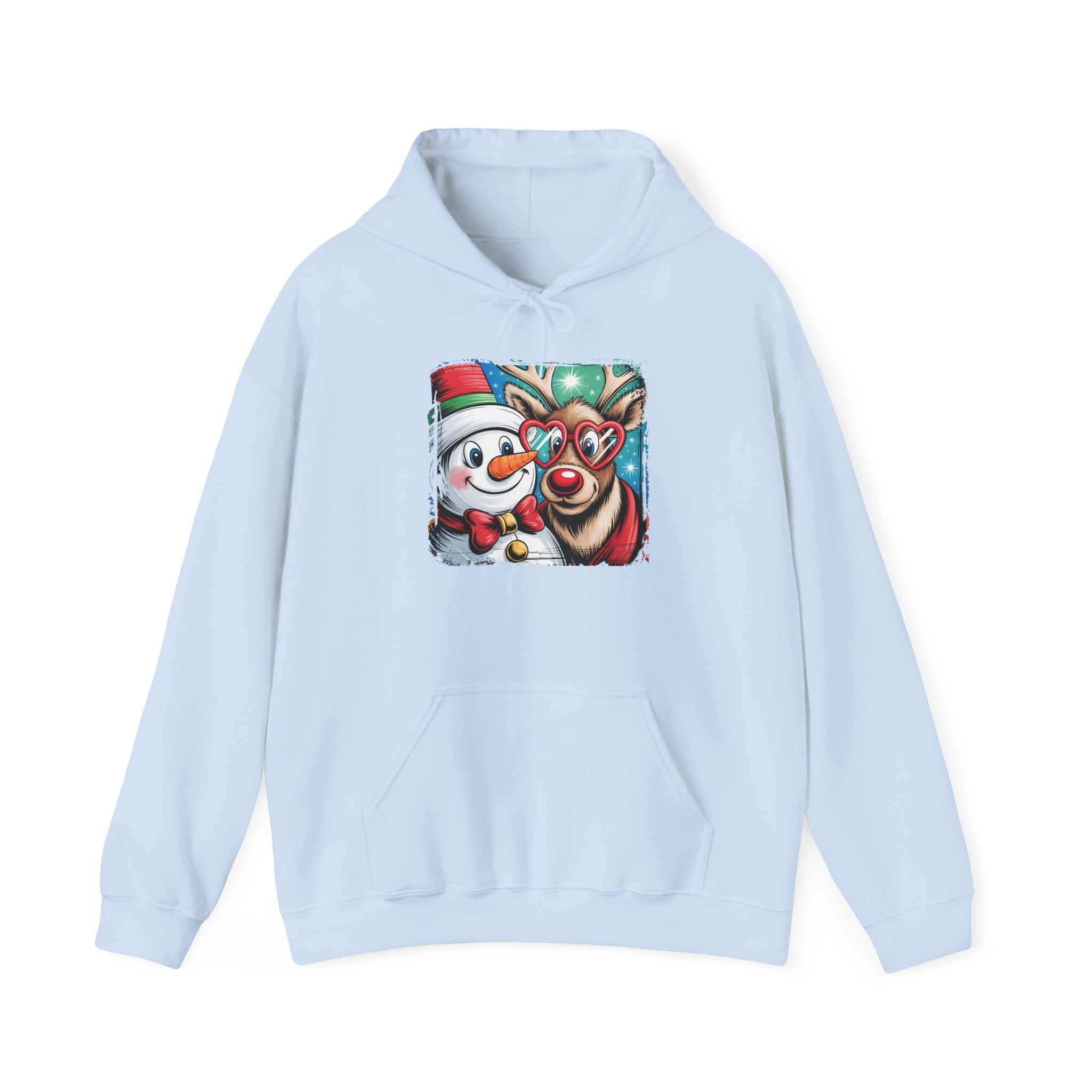 Christmas Snowman & Reindeer Hoodie Printify