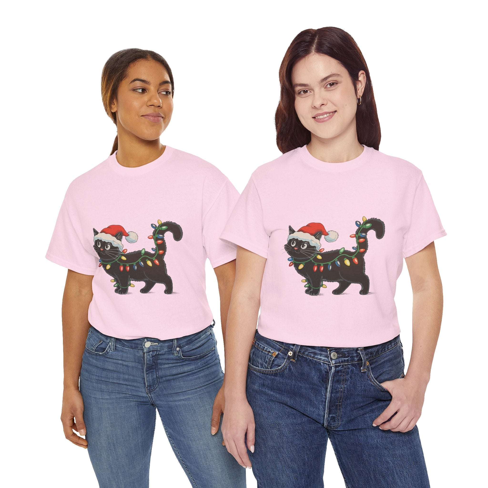 Festive Cat Christmas T-Shirt Printify