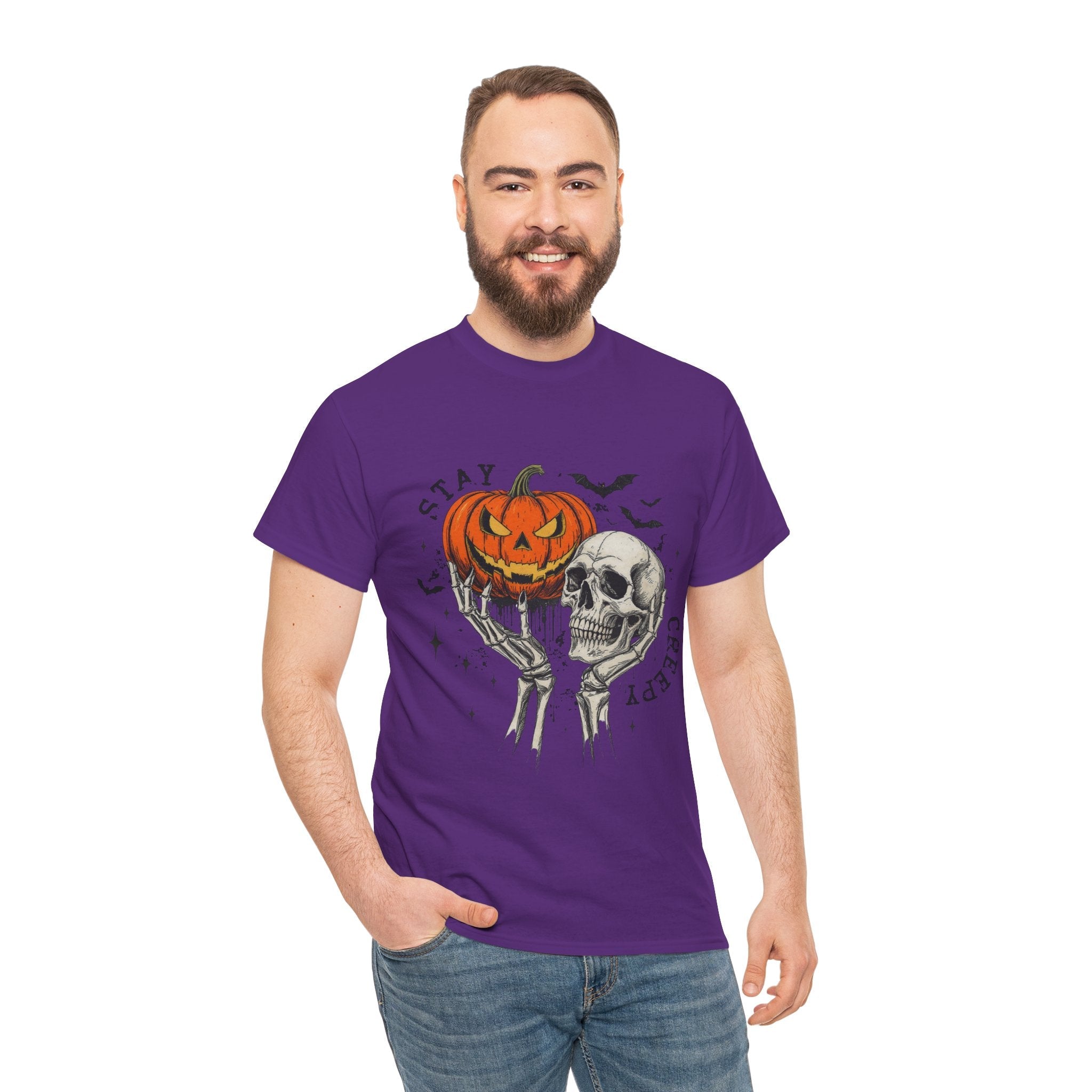 Halloween Skull  Stay Creepy Halloween T- Shirt Printify