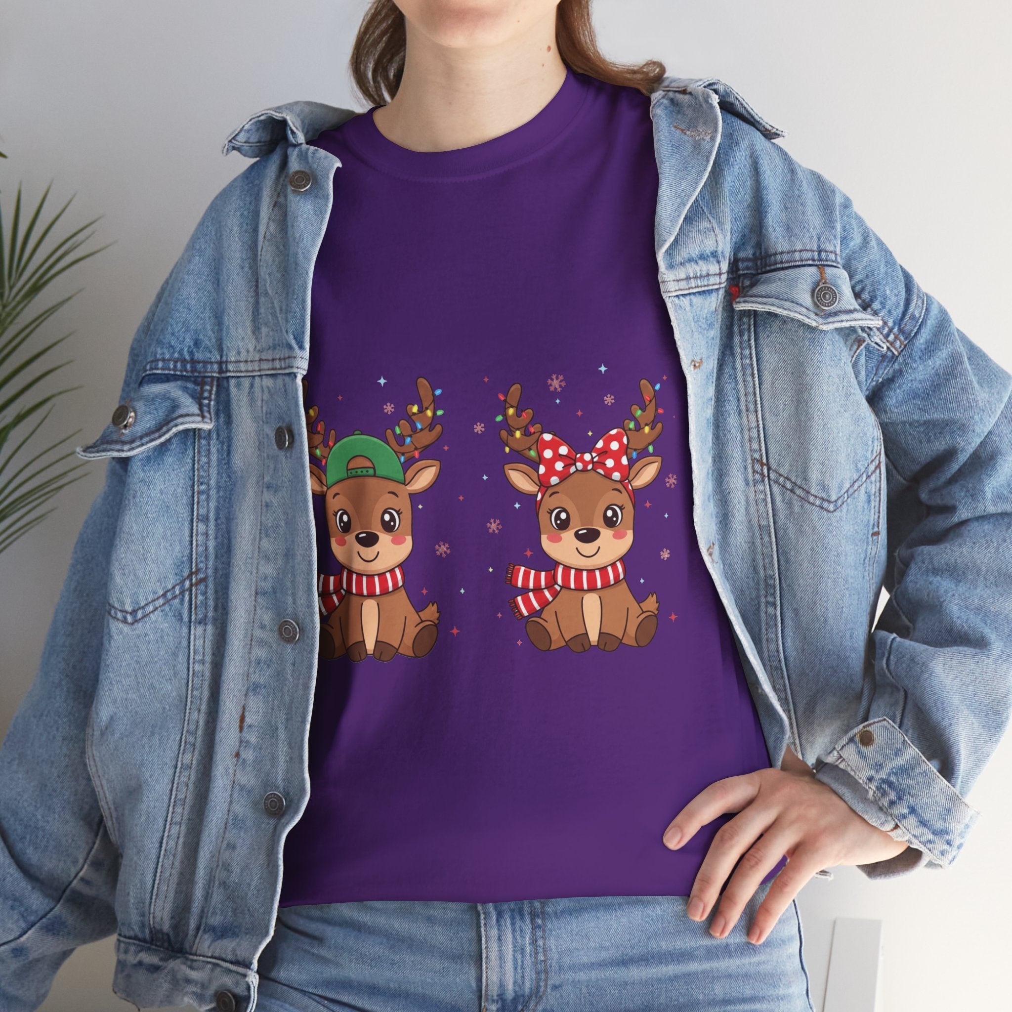 Festive Reindeer Christmas T- Shirt Printify