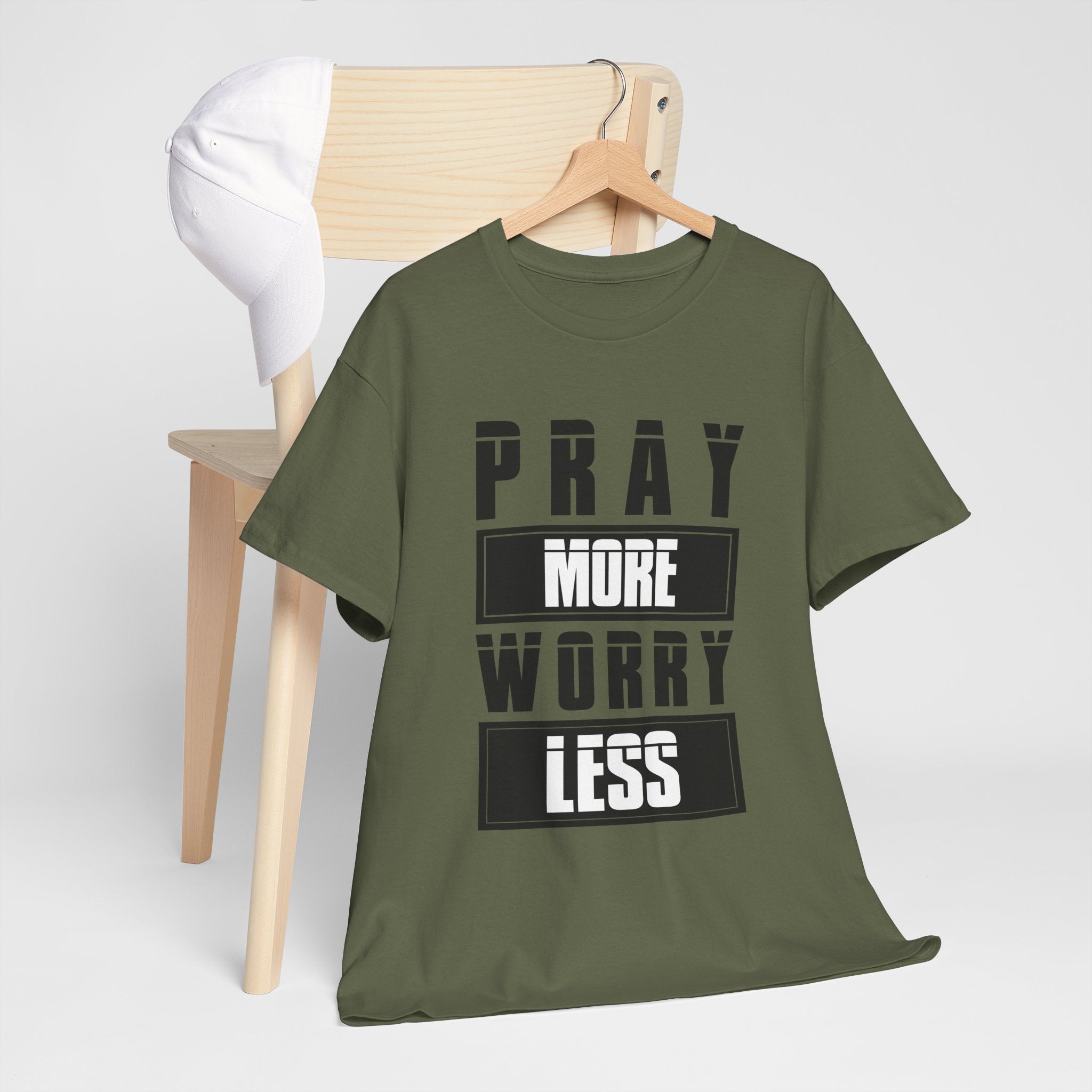 Pray More Worry Less Inspirational T-Shirt Printify