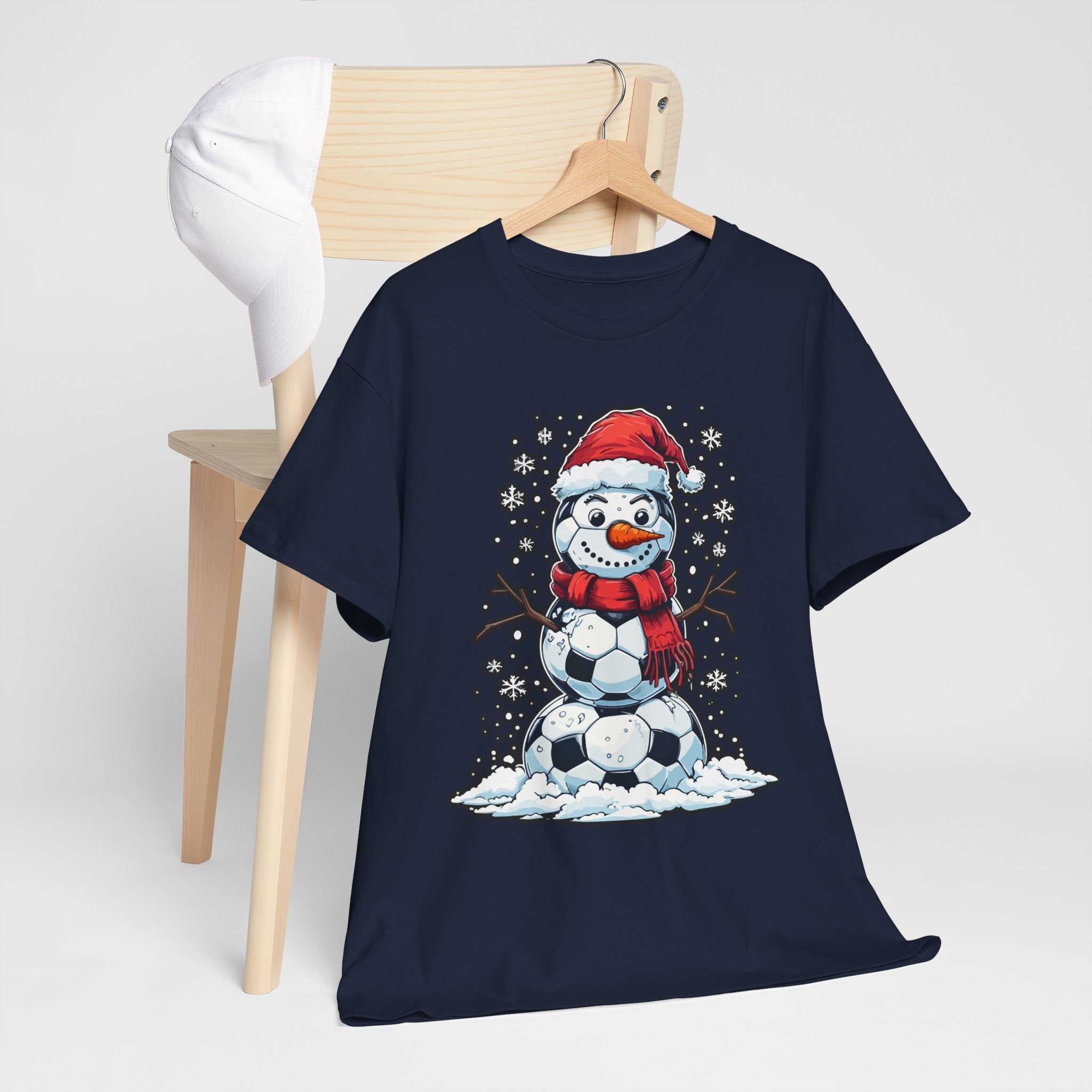 Christmas Snowman Soccer T-Shirt Printify