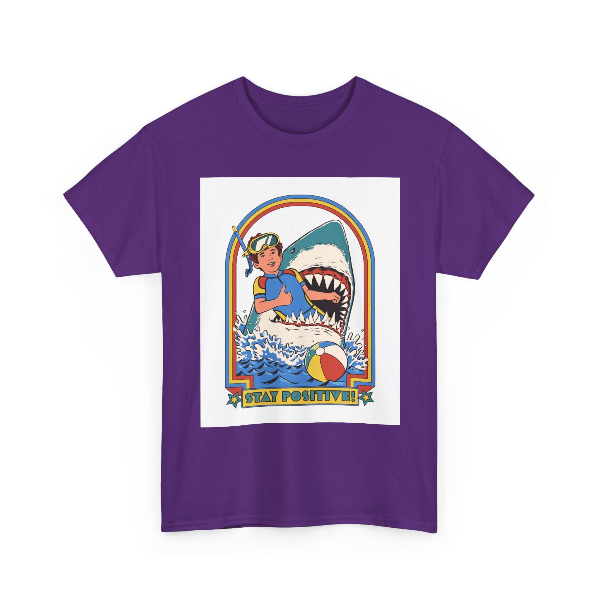 Stay Positive Shark Design T-Shirt Printify