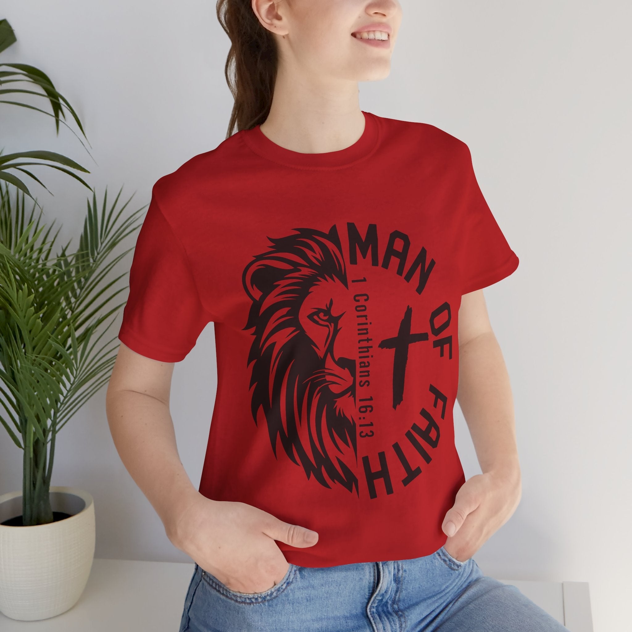 Man of Faith Lion Graphic T-Shirt Printify