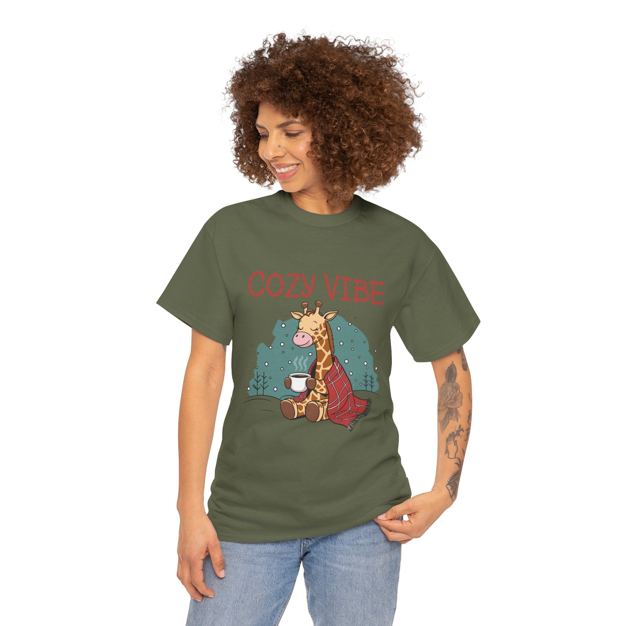 Cozy Vibe Giraffe Unisex T-Shirt Printify