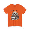 Gothic Skull and Books Halloween T- Shirt Printify