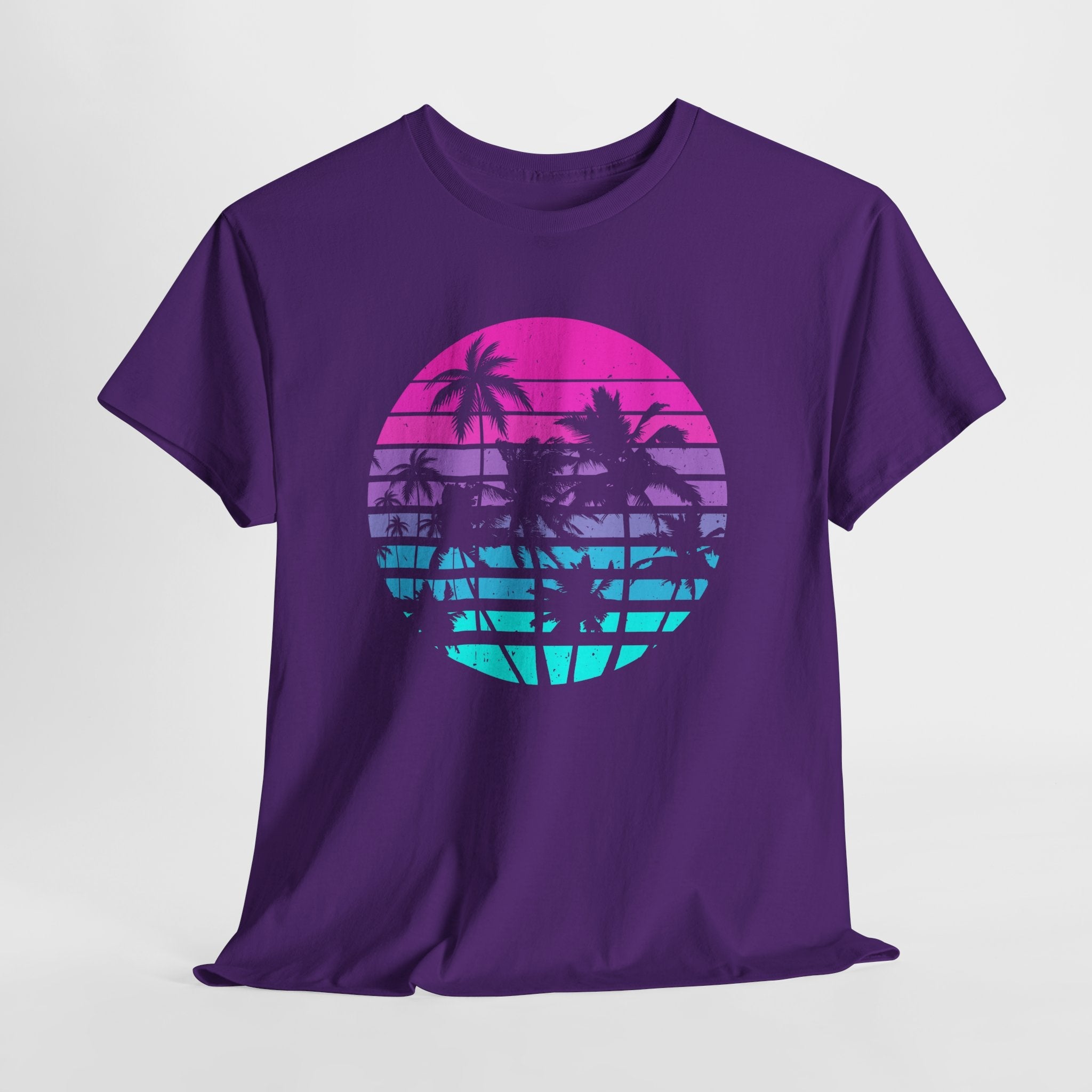 Sunset Palm 80s Retro Graphic T- Shirt Printify